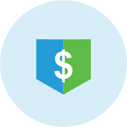 Blue and green illustrated icon of dollar sign.